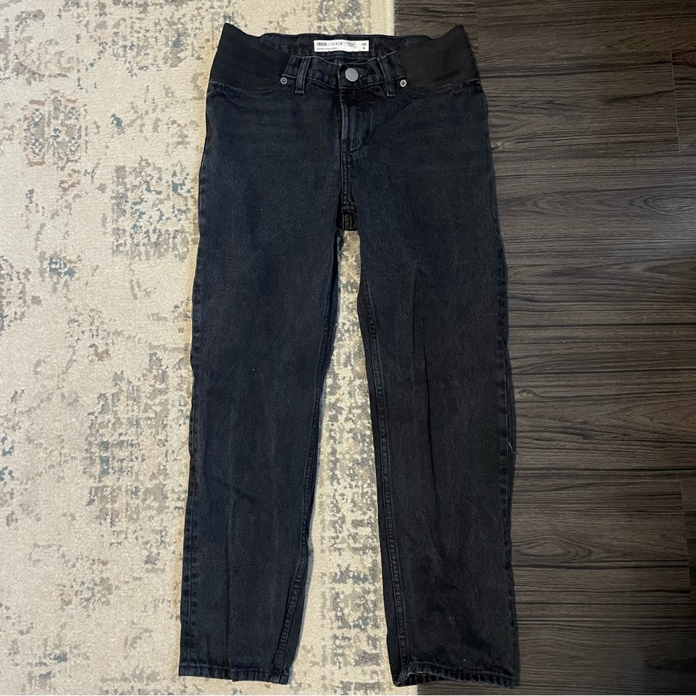 ASOS maternity black denim straight leg jeans